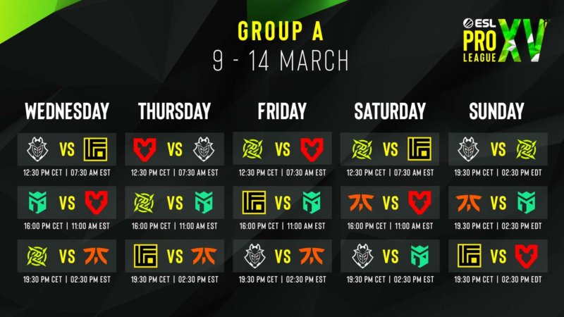 EPL Season 15 Group A Schedule