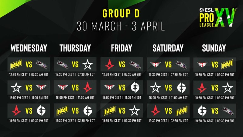 EPL Season 15 Group D Schedule